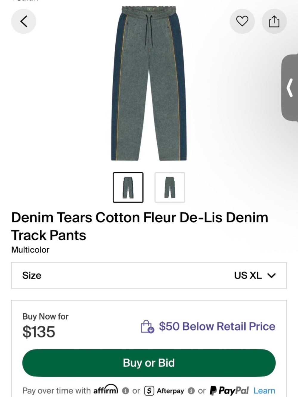 Denim Tears x Levi’s ‘Fleur De-Lis’ Denim Track Pants